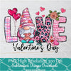 LOVE Gnome Png, Valentine Png For Sublimation & DTF T-Shirt Design Digital Download