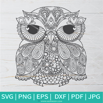 Coloring Owl Mandala SVG - Owl SVG -Mandala SVG - Newmody