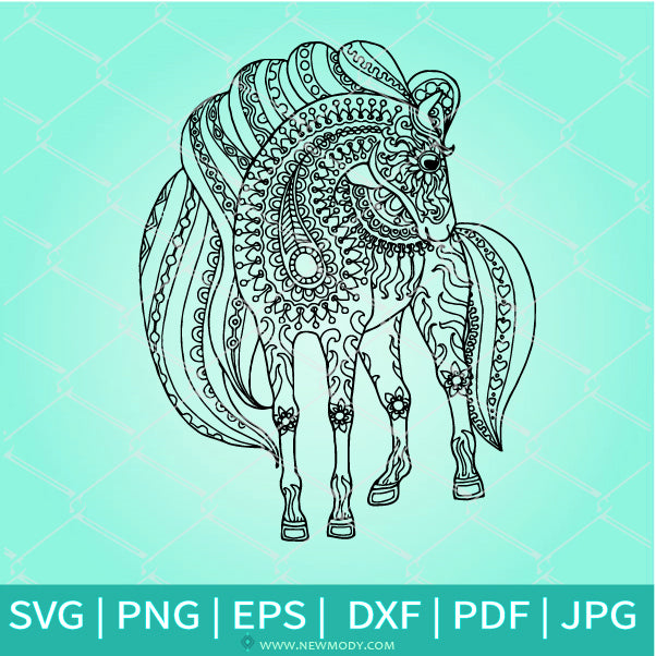 Mandala Horse SVG -Coloring Horse Mandala SVG - Newmody