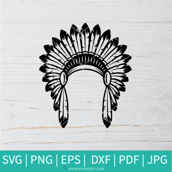Feather Headdress SVG - Native American SVG cut file - Indian SVG - Indian headdress SVG
