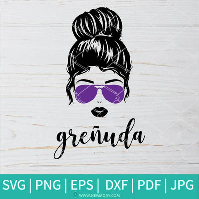 Grenuda Svg - Messy Bun SVG - Girl with Bun and Sunglasses Svg - Newmody