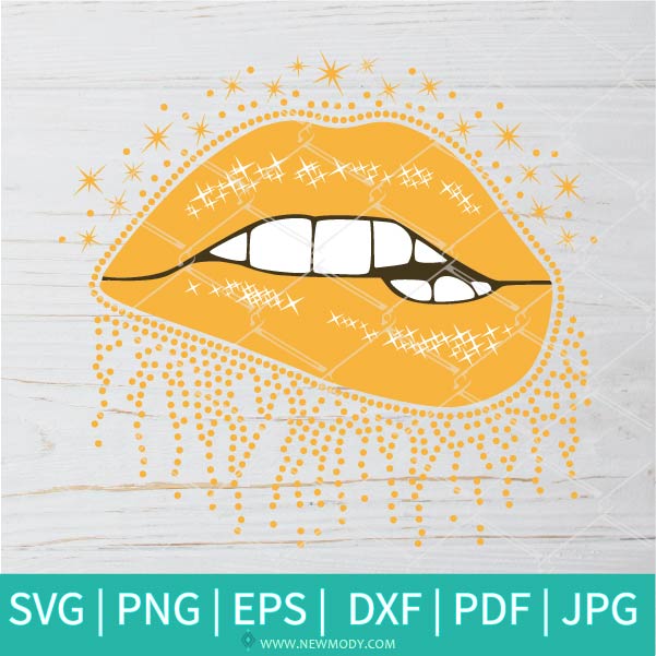 Shiny Dripping Lips Svg - Golden Glitter Lips Svg