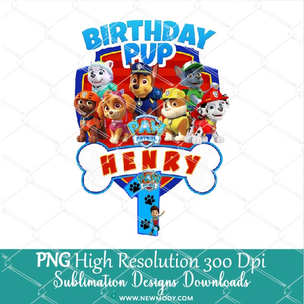 Paw Patrol 1st Birthday PNG Sublimation