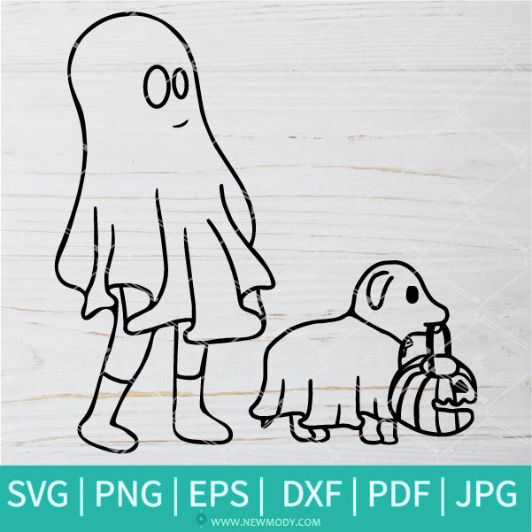 Ghost with dog SVG-PNG halloween svg - ghost svg - SVG Cut File For Cricut and Silhouette
