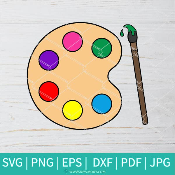 Paint Palette SVG, Paint Brush SVG, PNG, Dxf, Eps, Pdf