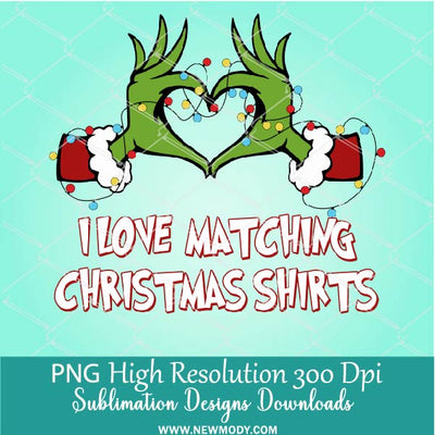 I love matching Christmas shirt but I don't PNG, Funny Matching Christmas Couple Png Sublimation &amp; DTF T-Shirt Design Digital Download