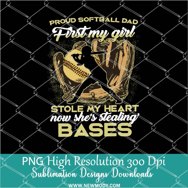Proud Softball Dad PNG For Sublimation, Softball PNG