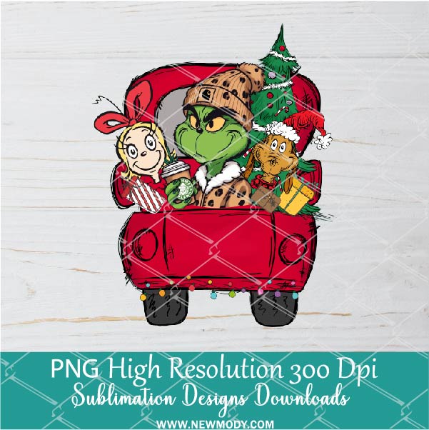 Christmas Grinch red Truck PNG ,Grinchmas Sublimation & DTF T