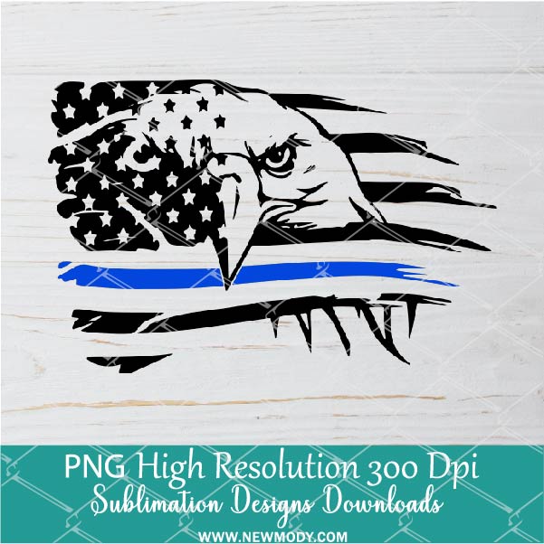 Eagle with Blue line US flag PNG For Sublimation, Eagle PNG, US Flag PNG