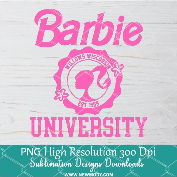 Barbie University PNG For Sublimation, Retro Pink Barbie PNG Clipart