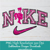 Pink Nike Barbie Embroidery PNG Sublimation, Fashion Doll shirt design