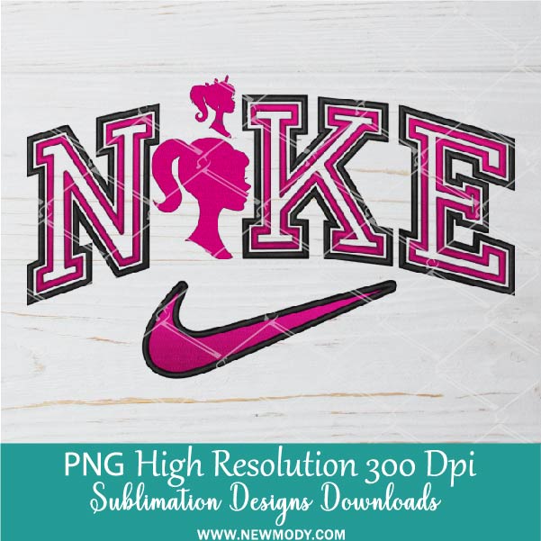 Pink Nike Barbie Embroidery PNG Sublimation, Fashion Doll shirt design