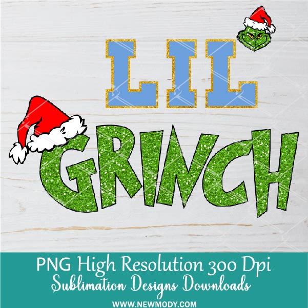 Lil Grinch PNG , Green Sequin glitter cute Little Boy Grinch face Clipart PNG For Sublimation and Dtf, Christmas shirt design