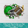 Green Football Helmet Cheer Leopard PNG For Sublimation, Football  PNG