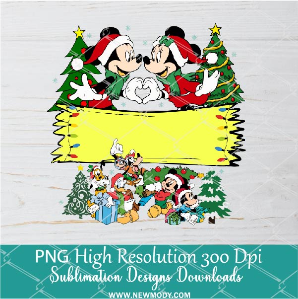 Christmas Minnie Mickey mouse Custom Name Png, Funny Disney Png For Sublimation & DTF T-Shirt Design Digital Download