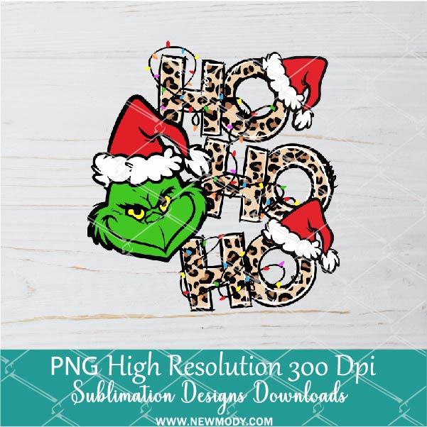 Ho Ho Ho Grinch leopard PNG For Sublimation, Christmas PNG, Grinch PNG