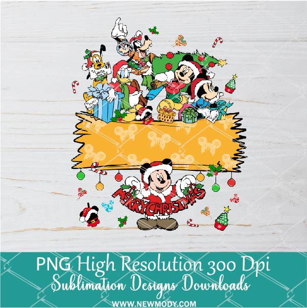 Christmas Mickey friends Custom Name Png, Funny Disney Png For Sublimation & DTF T-Shirt Design Digital Download
