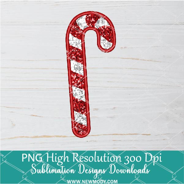 Sequin Glitter Candy Cane Png, Christmas Candy Png For Sublimation & DTF T-Shirt Design Digital Download