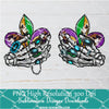 Skeleton Hands Mardi Gras Png, Mardi Gras Png For Sublimation & DTF T-Shirt Design Digital Download