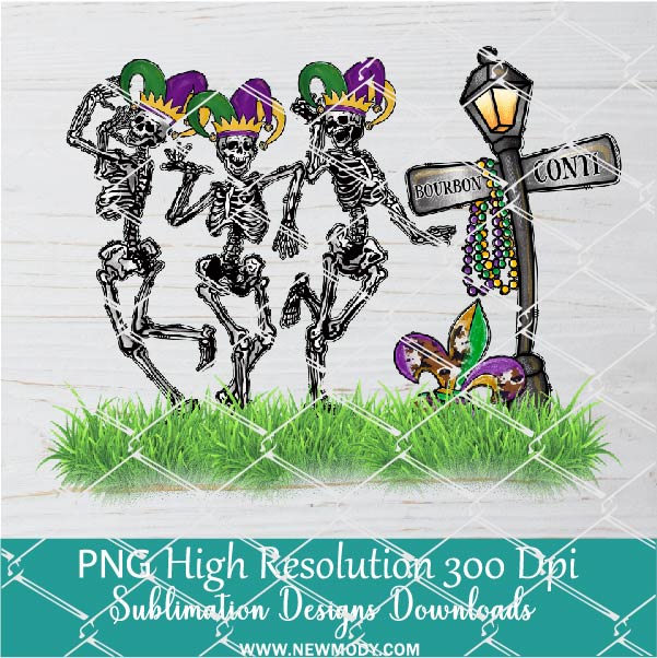 Mardi Gras Skeleton Png, Mardi Gras Png For Sublimation & DTF T-Shirt Design Digital Download