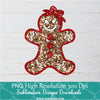 Sequin Glitter Gingerbread girl Png, Christmas cookie Png For Sublimation & DTF T-Shirt Design Digital Download