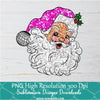 Sequin Glitter Santa Png, Glitter Christmas Sublimation & DTF T-Shirt Design Digital Download