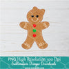 Gingerbread Girl PNG For Sublimation, Christmas PNG
