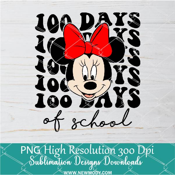 100 Days of School Minnie PNG For Sublimation