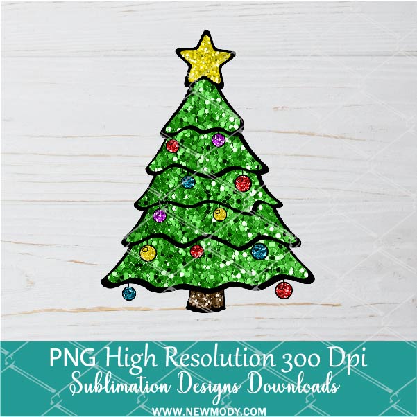 Glitter Christmas tree Png, Merry Christmas Png For Sublimation & DTF T-Shirt Design Digital Download
