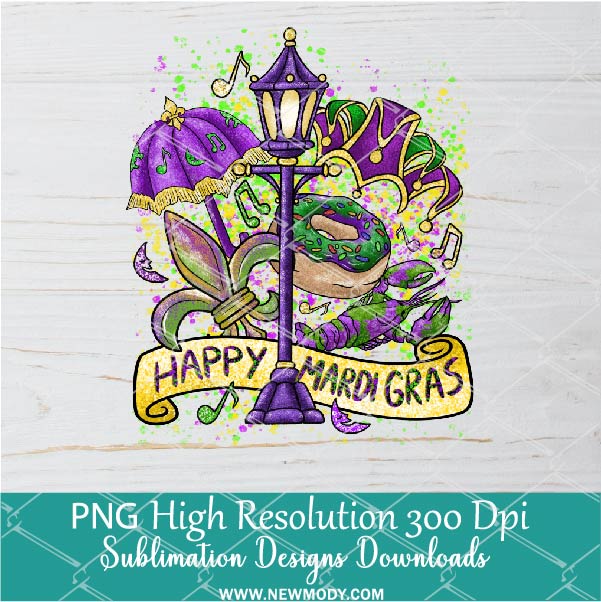Happy Mardi Gras Png, Mardi Gras Png For Sublimation & DTF T-Shirt Design Digital Download