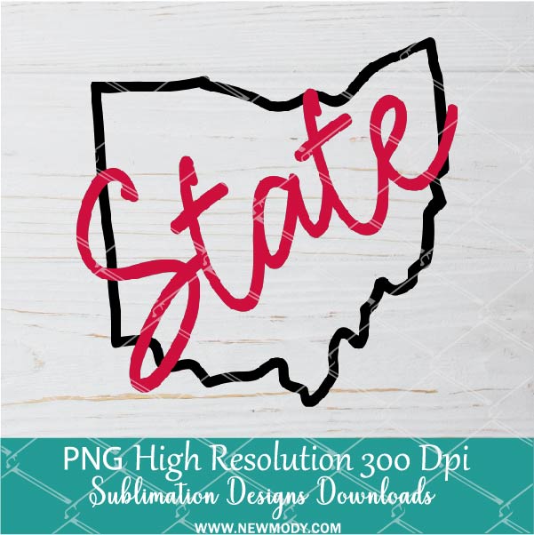 Ohio State Map PNG For Sublimation