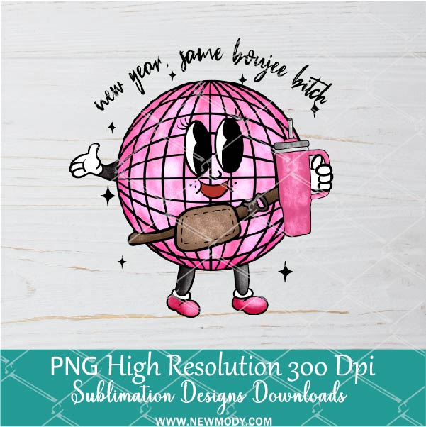 Pink Disco Ball New year Bougie PNG, Stanley Tumbler Png, Happy New Year Gift For Sublimation
