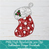 Sequin Glitter Christmas Sock Png, Christmas Sock Png For Sublimation & DTF T-Shirt Design Digital Download