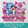 Stitch Happy Valentines Day Png, Valentine Png For Sublimation & DTF T-Shirt Design Digital Download