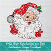 Red Santa Peace Sequin Png, Glitter Christmas Sublimation & DTF T-Shirt Design Digital Download
