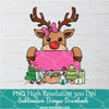 Pink reindeer Girl Name Png, Funny Christmas Png For Sublimation & DTF T-Shirt Design Digital Download