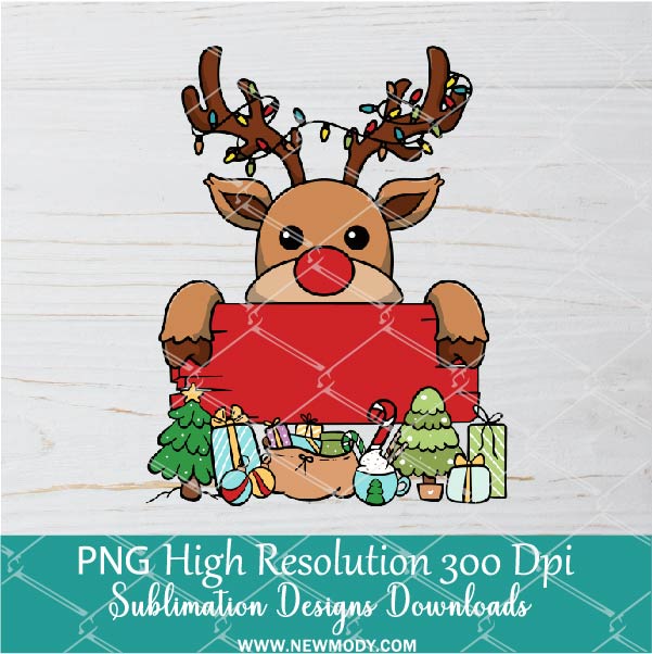 Red Reindeer name Png, Funny Christmas Png For Sublimation & DTF T-Shirt Design Digital Download