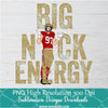 Big Nick Energy Bosa 97 PNG Gold, 49ers Png Sublimation &amp; DTF T-Shirt Design Digital Download