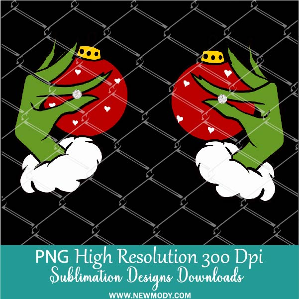 Grinch Boobs PNG Funny Grinch Hands holding diamond, Merry Grinchmas Sublimation &amp; DTF T-Shirt Design Digital Download