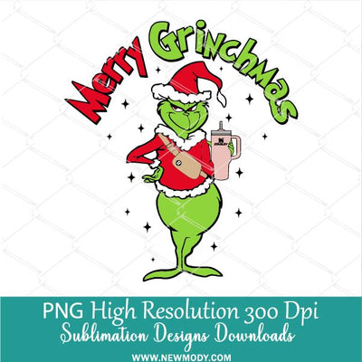 Merry Grinchmas PNG For Sublimation, Red BooJee Grinch Stanley Clipart, Grinchy Mom Png