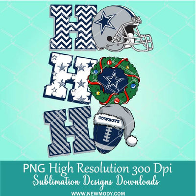 Ho Ho Ho Cowboys PNG, Christmas Dallas Cowboys NFL Png for Sublimation &amp; DTF T-Shirt Design Digital Download