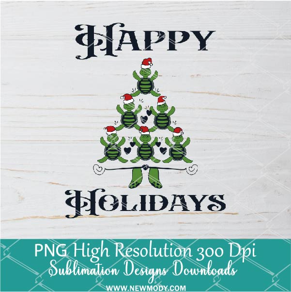 Happy Holiday Turtle Tree PNG For Sublimation, Turtle PNG, Christmas PNG