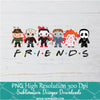 Friends Horror Movies PNG For Sublimation, Chibi Horror Movie PNG Clipart, Halloween Friends PNG