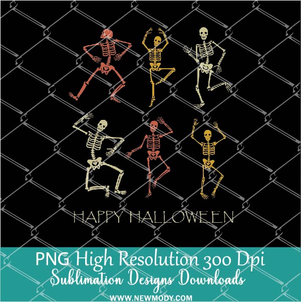 Happy Halloween skeleton dancing PNG For Sublimation, Halloween PNG