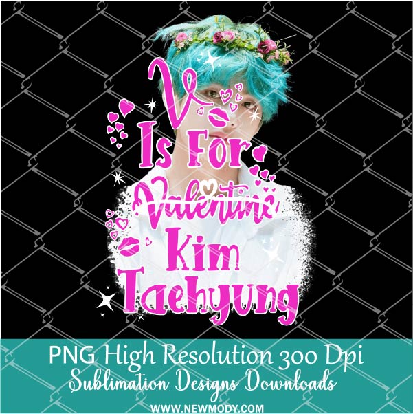 V is for Kim Taehyung PNG For Sublimation, Valentine PNG, Kim  PNG