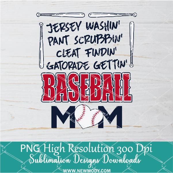 BASEBALL MOM PNG For Sublimation, Baseball PNG