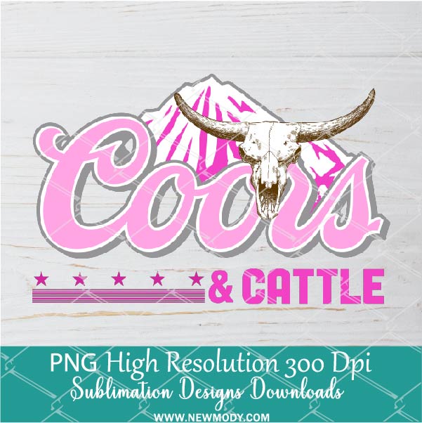 Coors &amp; Cattle PNG For Sublimation, Skull PNG