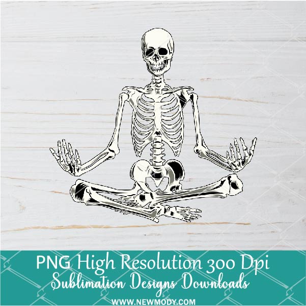 Yoga skeleton PNG For Sublimation, skeleton doing yoga Clipart