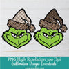 Grinch Face with LV and Gucci Hat PNG, Cute Fashion Grinchy Girl Sublimation Design Download