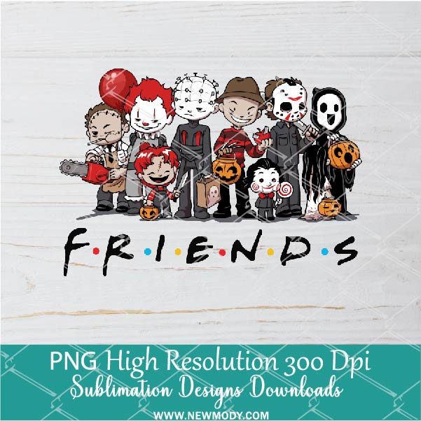 Funny Horror Friends PNG For Sublimation, Halloween Horror movie Chibi Clipart Png